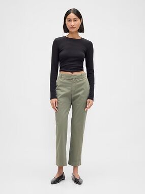 GAP Mid Rise Downtown Khakis in Mesculean Green 4 Tall